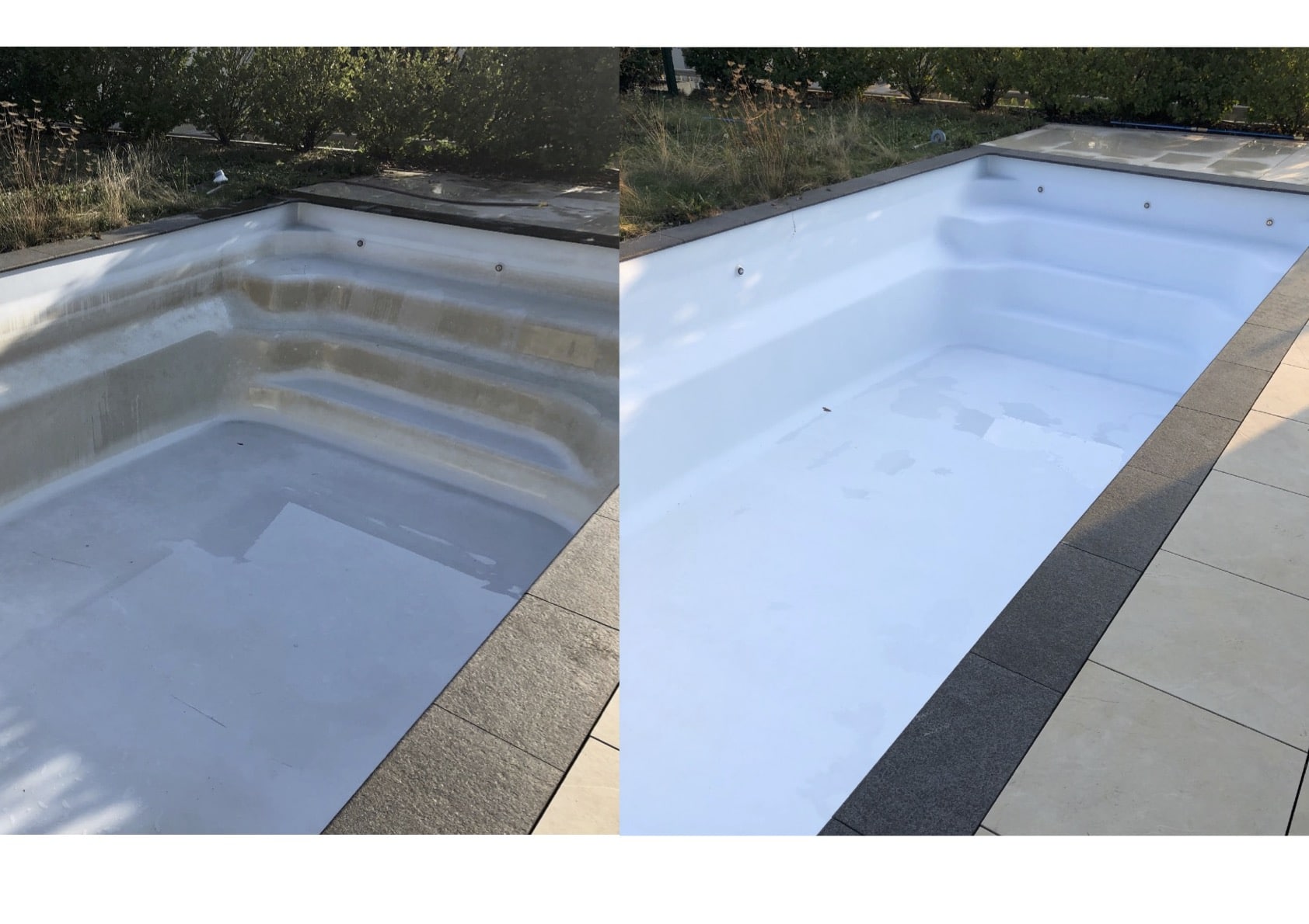 Professionelle Poolreinigung Vorher/Nachher