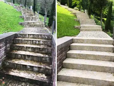 Veys Gebäudereinigung: Steinreinigung (vorher/nachher)